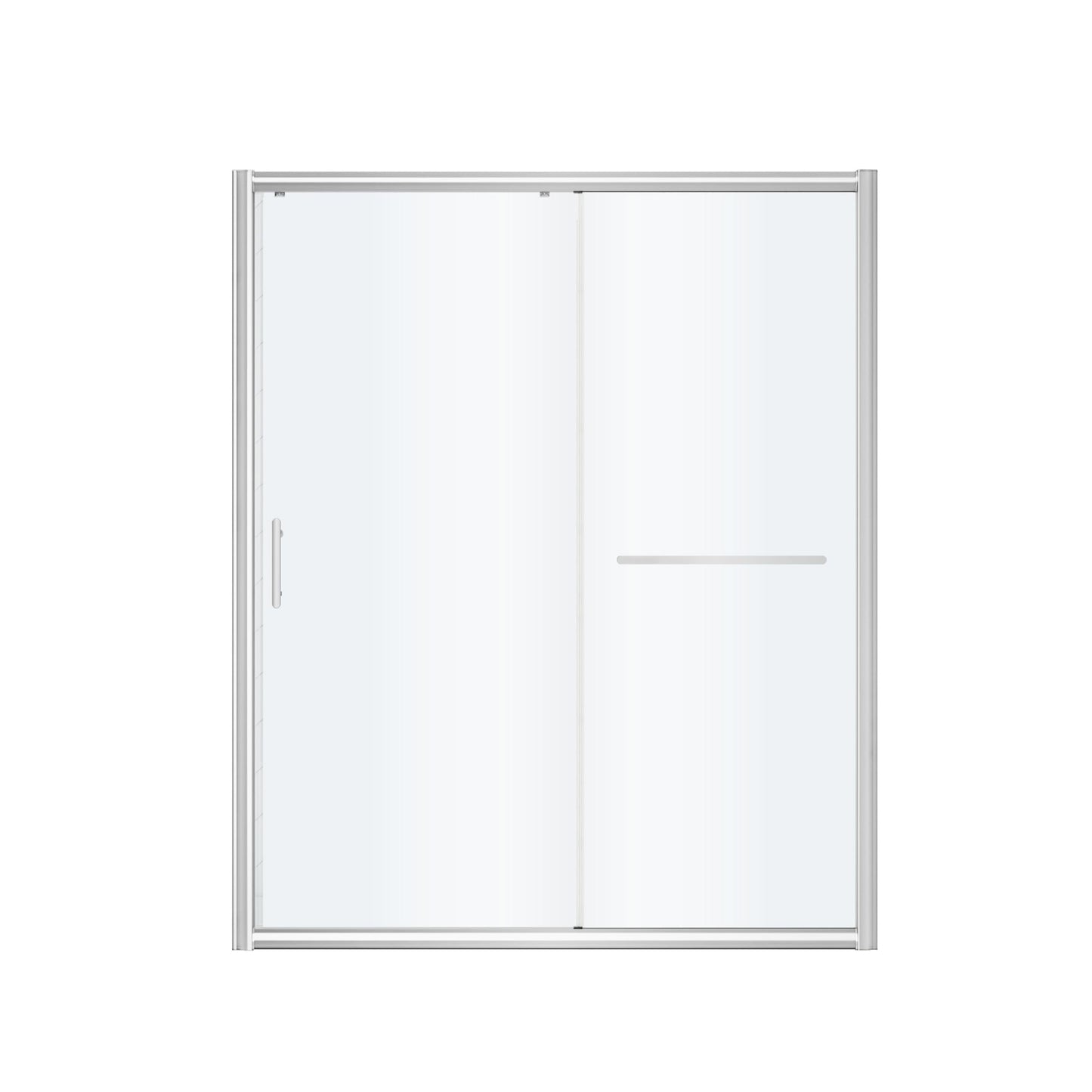 FELYL Frosted Sliding Shower Door 49-54" W x 72" H, Chrome Finish, Single Sliding Door, Framed, 1/4" (6mm) SGCC Tempered Glass, Reversible Installation