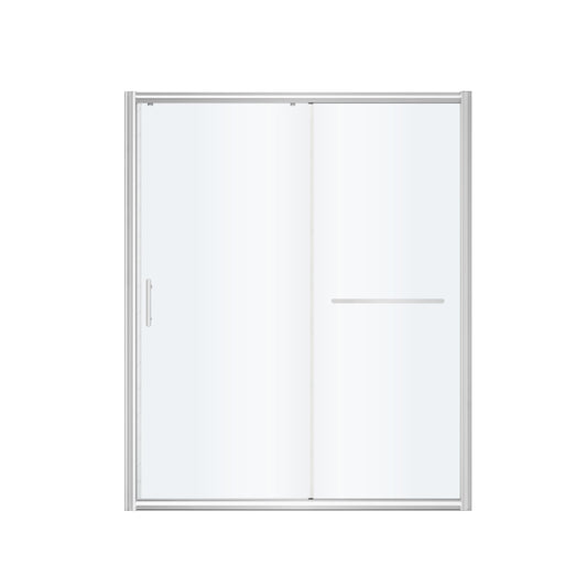 FELYL Frosted Sliding Shower Door 49-54" W x 72" H, Chrome Finish, Single Sliding Door, Framed, 1/4" (6mm) SGCC Tempered Glass, Reversible Installation