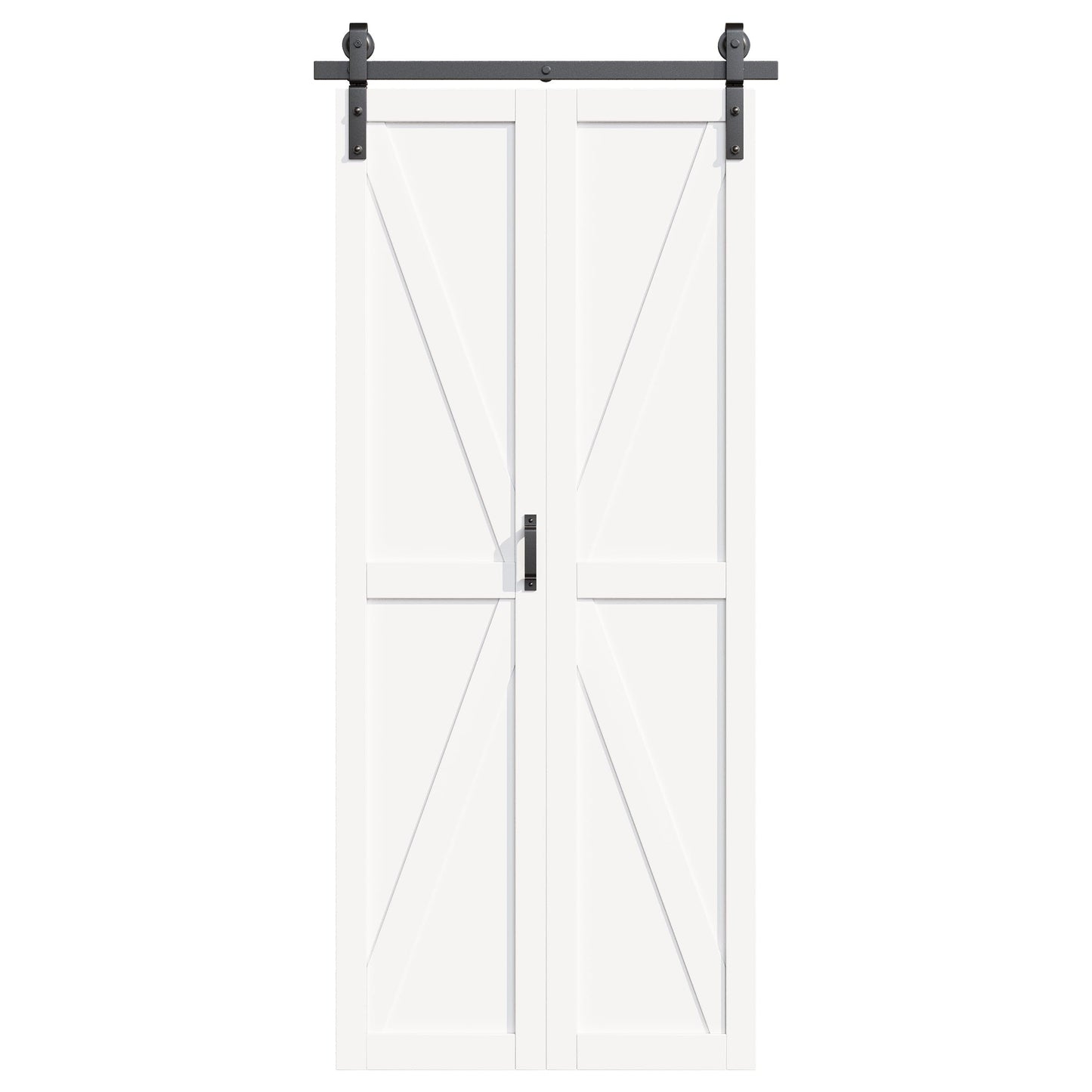 Bifold Barn Door - Pre-Assembled Panels with Sliding Hardware Kit Set, Solid Core Bifold Sliding Barn Doors, Water-Resistant Pre-Finished Bi Fold Barn Door, Easy Assembly, K-Shape, 25" x 84"