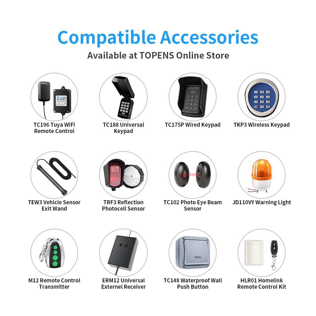 TOPENS CK2500 Automatic Sliding Gate Opener Chain Drive Electric Gate Motor for Heavy Driveway Slide Gate Up to 5700 Pounds Security Gate Operator AC Powered with 20ft Roller Chain and Remote Control