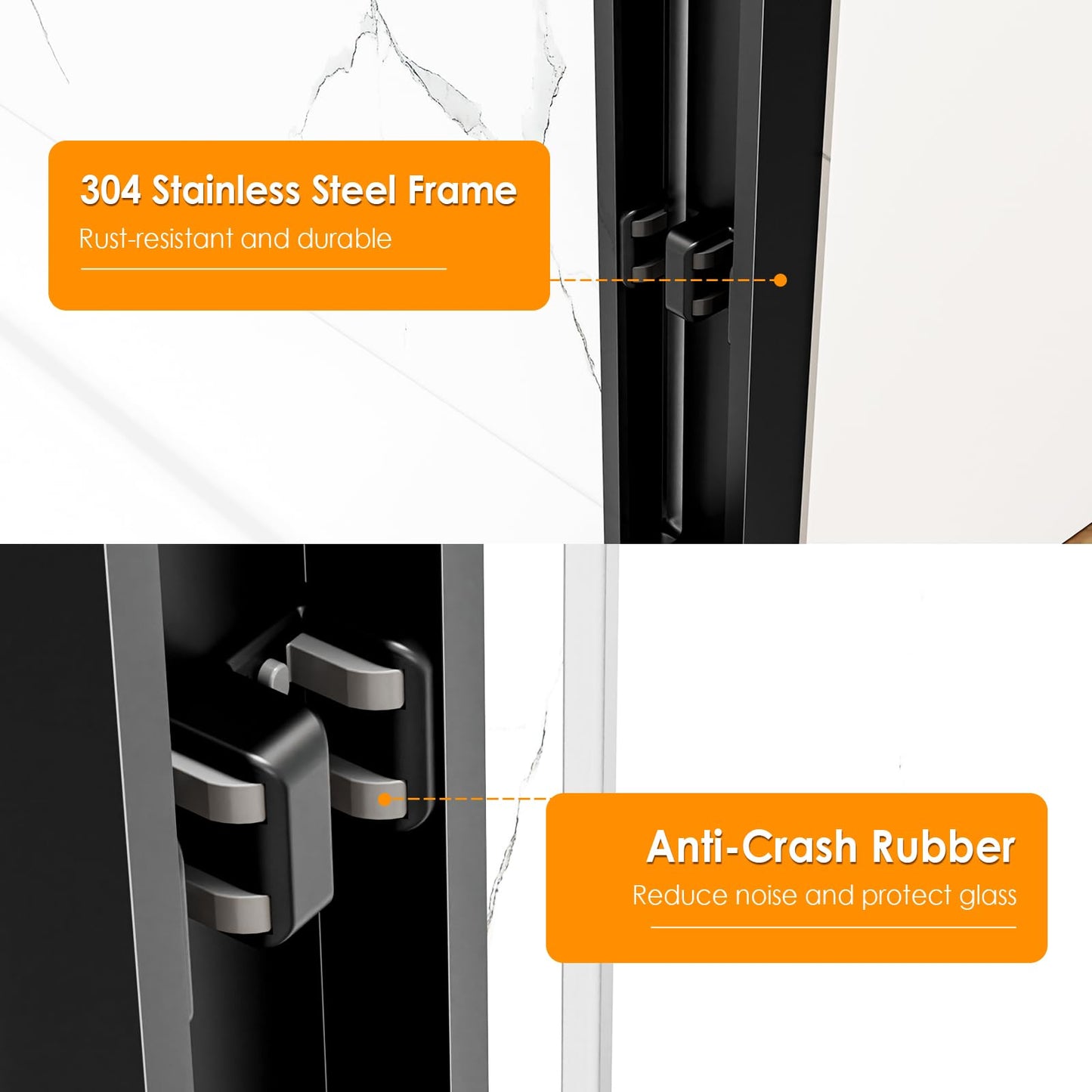 Shower Door 56-60" W x 76" H Double Sliding Shower Door, 5/16" (8mm) Shower Glass Door Easy-to-Clean Treated Clear Tempered SGCC Glass, Stainless Steel Frame & Roller Disk System, Matte Black Finish