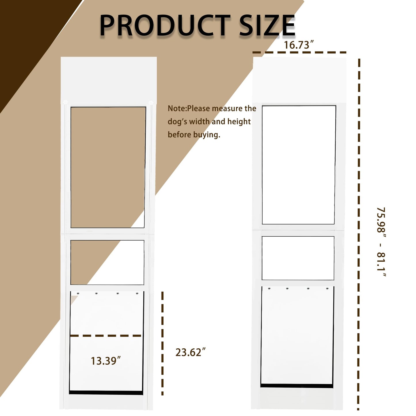 Extra Large Dog Door for Sliding Door,Adjustable Height 75.98"-81.1",Dog Door for Sliding Glass Doors XL,All-Metal Framed & Panel with Rotating Screws Can Slide Up and Down Along The Track