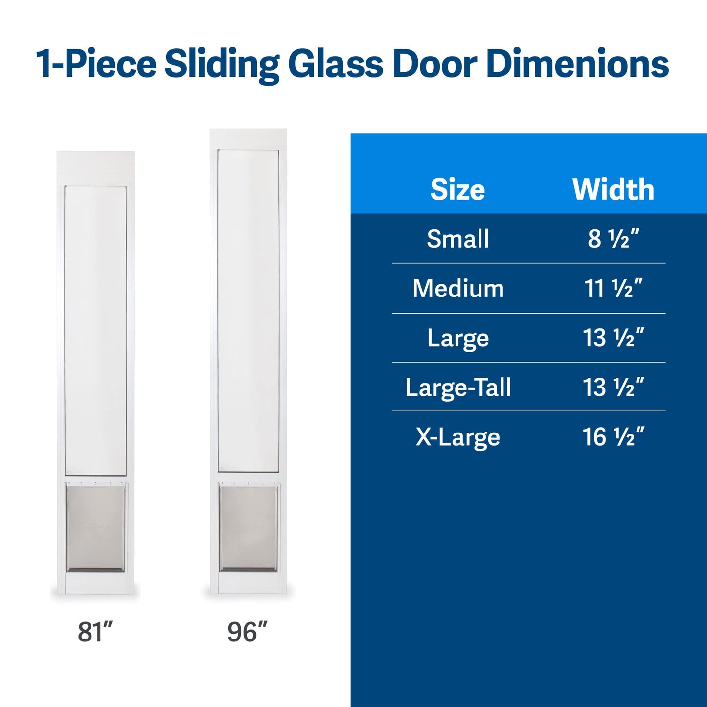 PetSafe 1-Piece Sliding Glass Pet Door for Dogs & Cats - Adjustable Height 91 7/16" to 96" - Medium, White, No-Cut DIY Install, Aluminum Patio Panel Insert, Great for Renters or Seasonal Installation