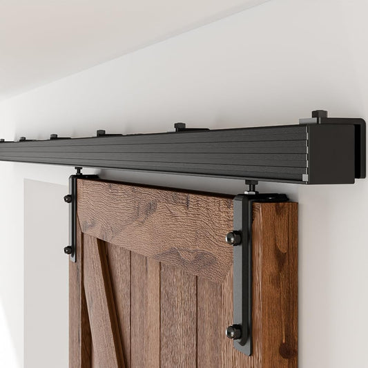 AONAYIOA 72"/6FT Box Rail Hardware Heavy Duty Sliding Barn Door Track, Aluminium Alloy Wall Mount Kit for Single Door, Smoothly and Quietly Easy to Install (No Door)
