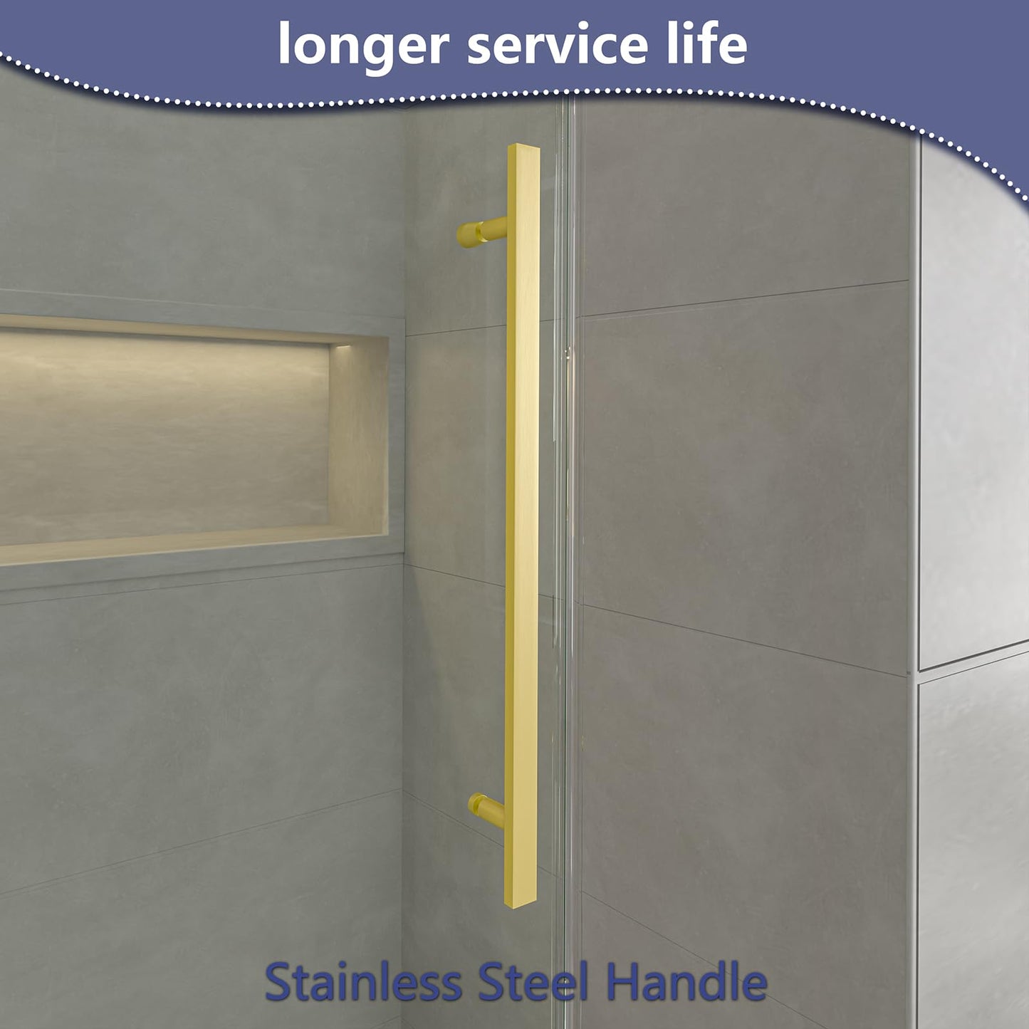 YSTISUON Brushed Gold Frameless Single Sliding Bathtub Shower Door, 54"-60" W x 60" H, 5/16"(8mm) Clear Tempered Glass with Explosion-Proof Film, Water Repellent EZ Clean Bath Glass Door for Tub
