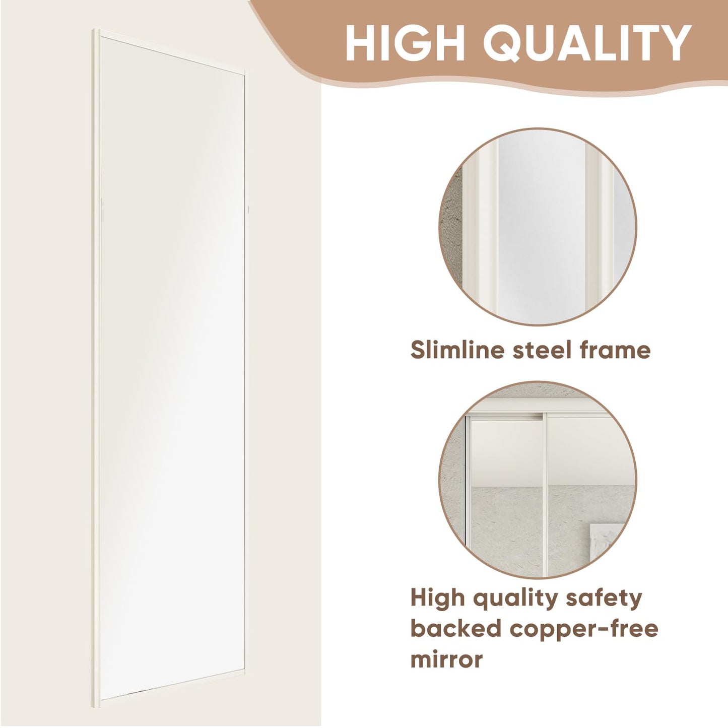 BARNSMITH 60 x 80 Inches Mirrored Closet Door, One Side Mirror with Top & Bottom Track Kits, 2-Panels Steel Frame Sliding Mirror Closet Door, Easy to Install