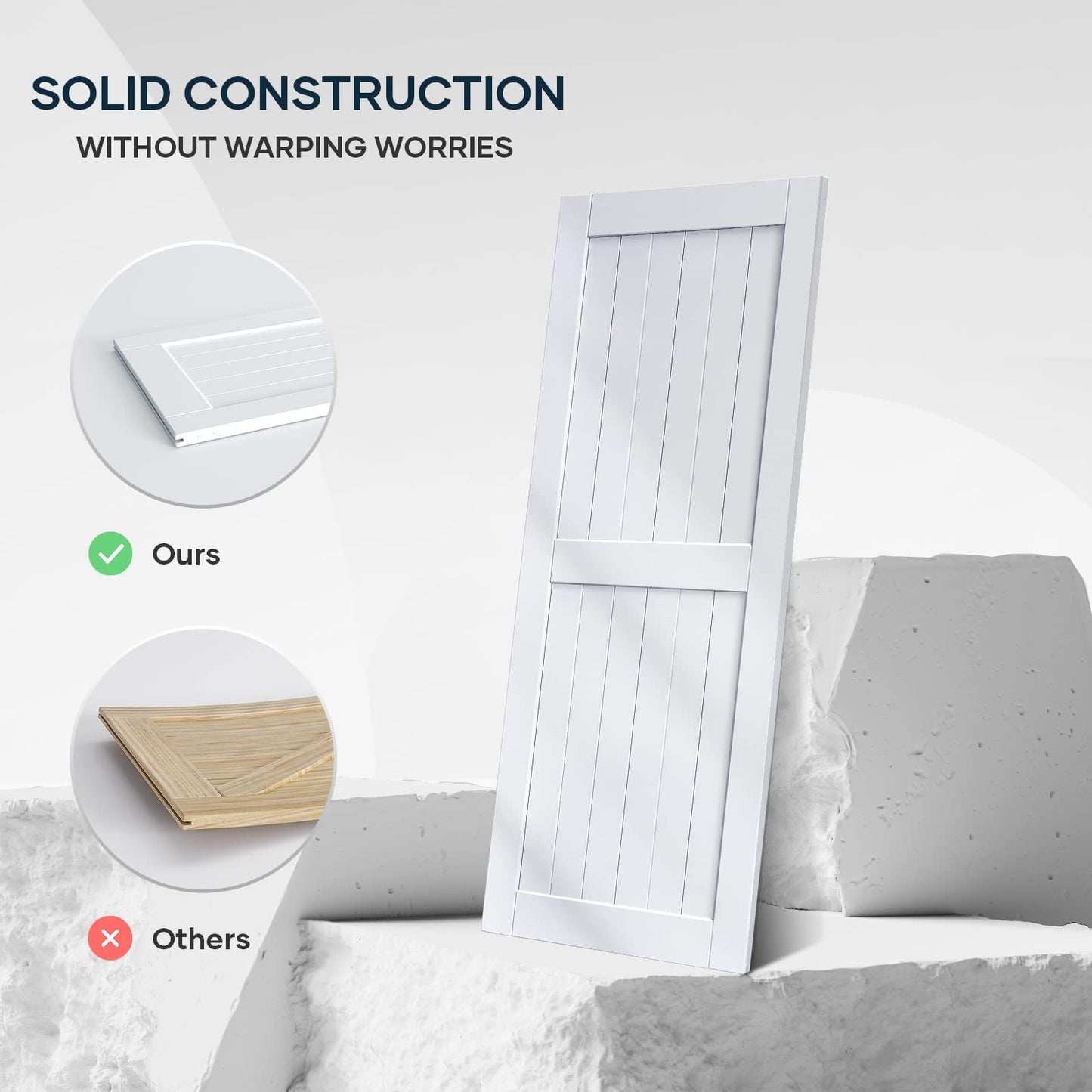 EaseLife 38 x 84 inch White Barn Door with 6.6FT Sliding Door Hardware Kit Included & Handle,Solid Wood Covered with Waterproof PVC Surface,DIY Assemblely,Easy Install,H-Frame,Fit 34-36in Wide Opening