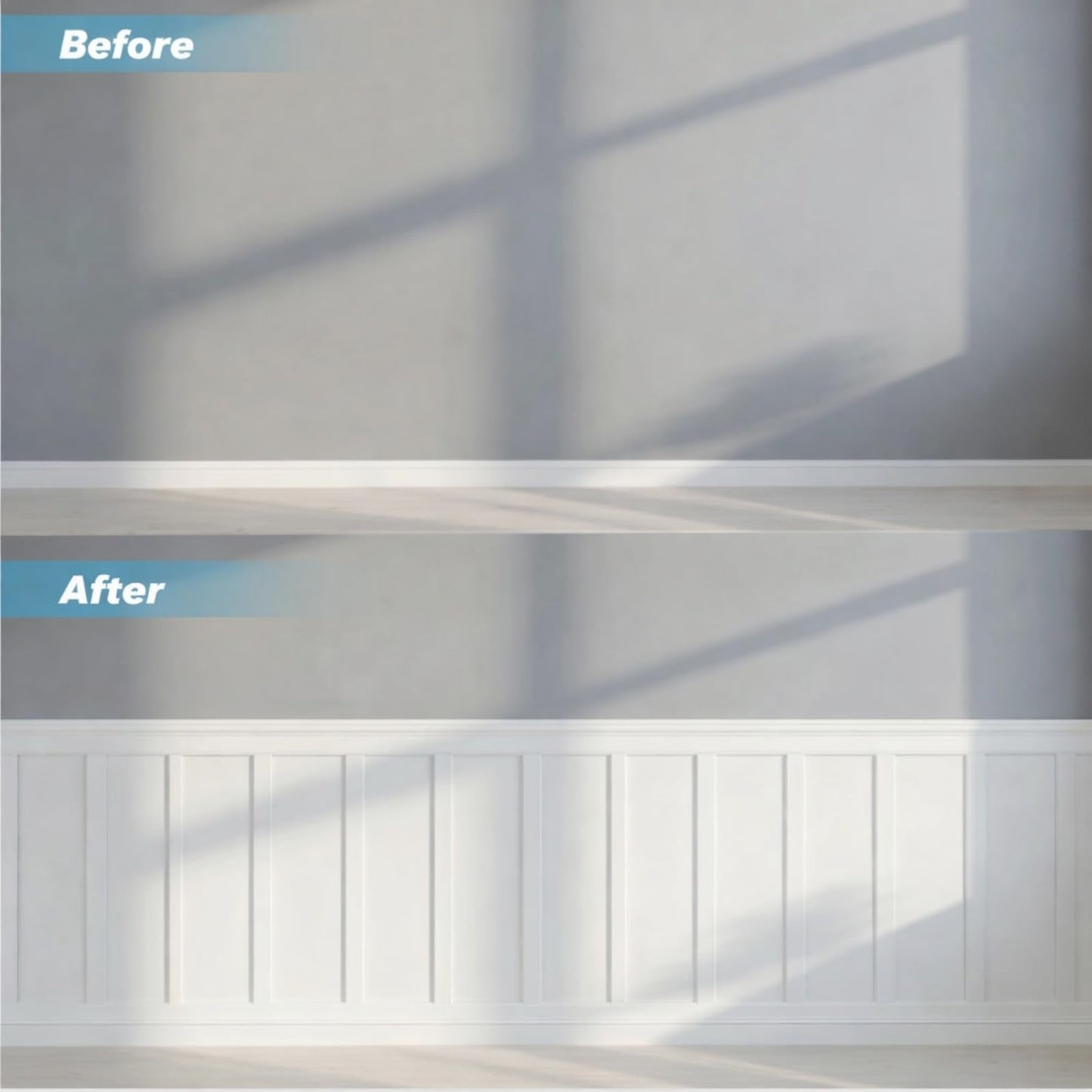 Weysat 1 Set 157.48 x 62.99 Inch MDF Board and Batten Wall Panel Kit Premade Wainscoting Panels Decorative Wall Molding Trim Slats Paintable Accent Kit for DIY Home Bedroom Living Room Decor