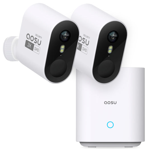 aosu Security Cameras Wireless Outdoor Home System, True 2K HD Night Vision, No Subscription Required, Long Battery Life, 166° Wide View, Spotlight & Siren Alarm, Motion Alert, Support 2.4 & 5GHz WiFi