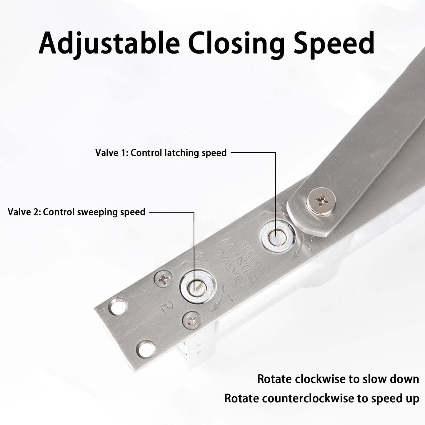 Silmium Concealed Door Closer, Adjustable Hold Open Angle & Closing Speed, Non-Handed Hydraulic Door Closers for Home, Soft Close, Silver