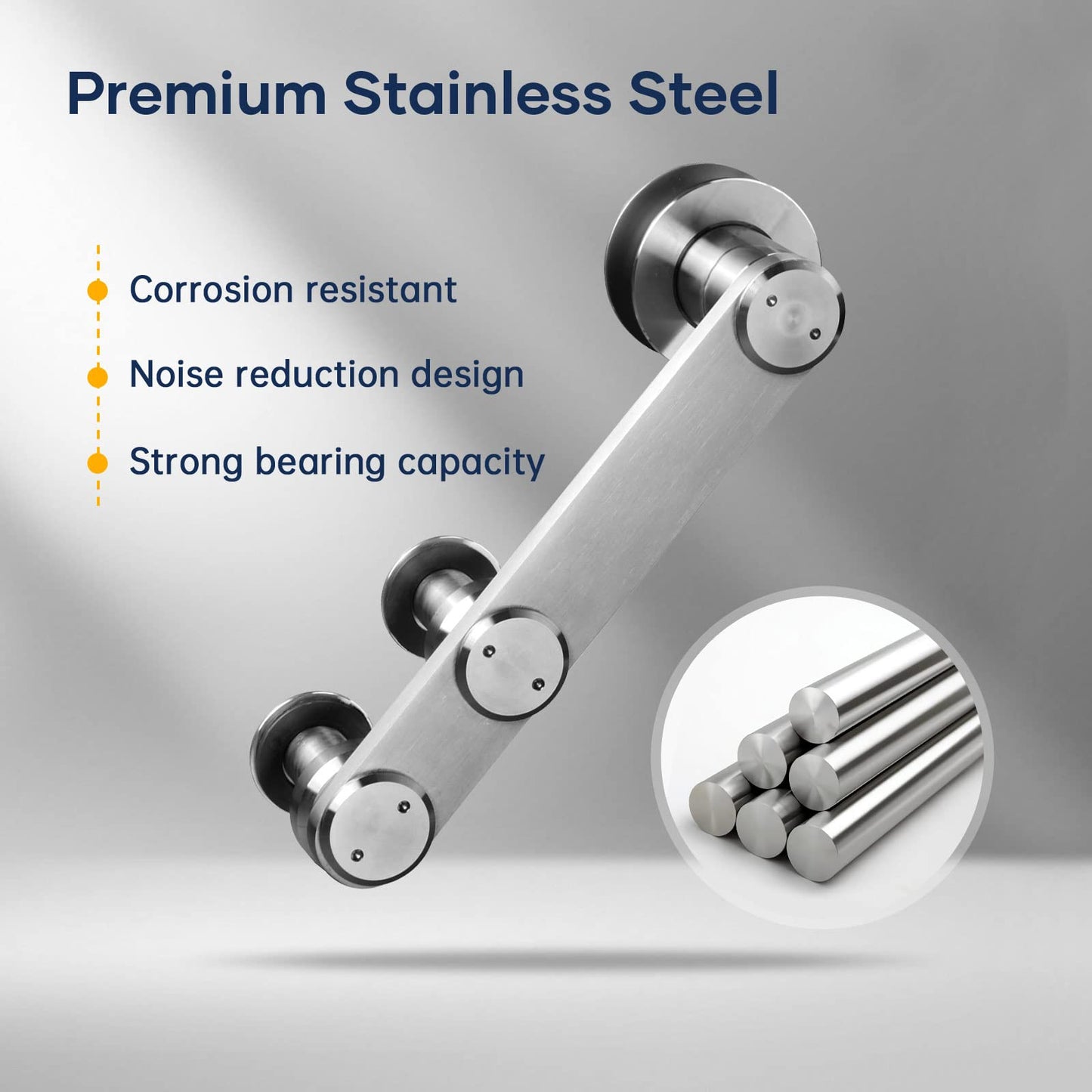EaseLife 8 FT Stainless Steel Sliding Barn Door Hardware Track Kit,Heavy Duty,Anti-Rust Anti-Corrosion,Slide Smoothly Quietly,Easy Install (8FT Track Kit for 40"~48" Single Door)