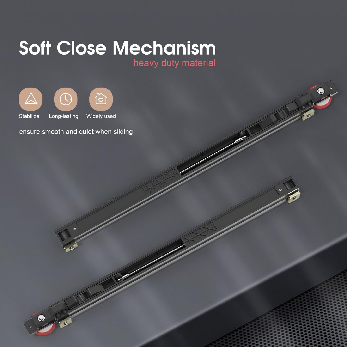34" Concealed Sliding Barn Door Hardware Kit with Soft Close Mechanism for 26in Passage Opening, Hidden Sliding Door Hardware, Wall Mount for Interior Wooden Door (NO Door)