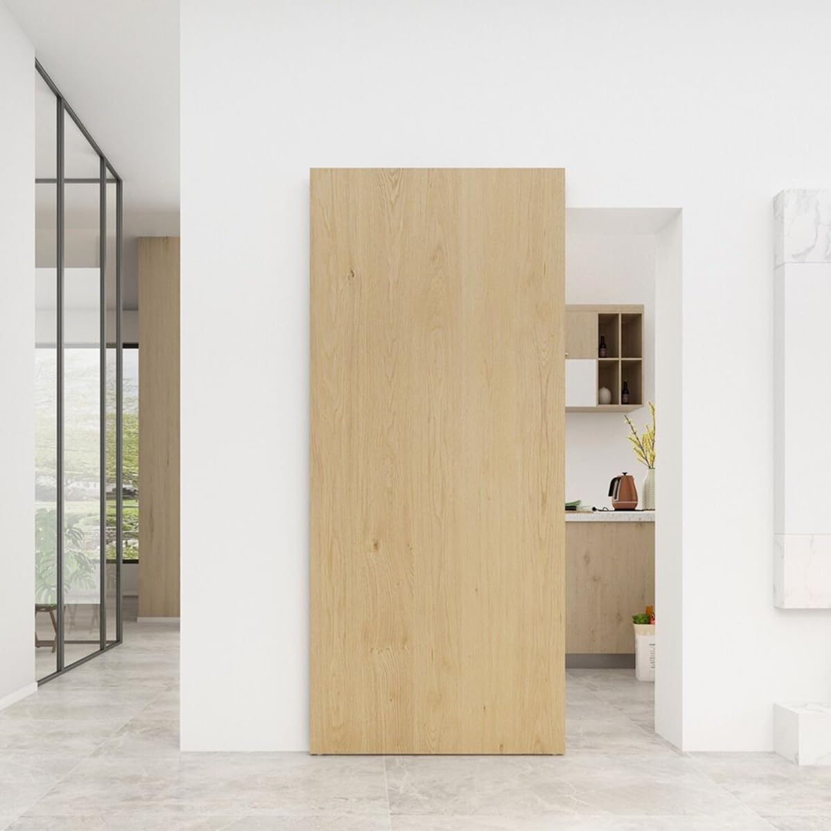 47" Concealed Sliding Barn Door Hardware and Track ，Floating Wall Mount，Soft Closing(Newly Upgraded 4-Wheel Pulley)