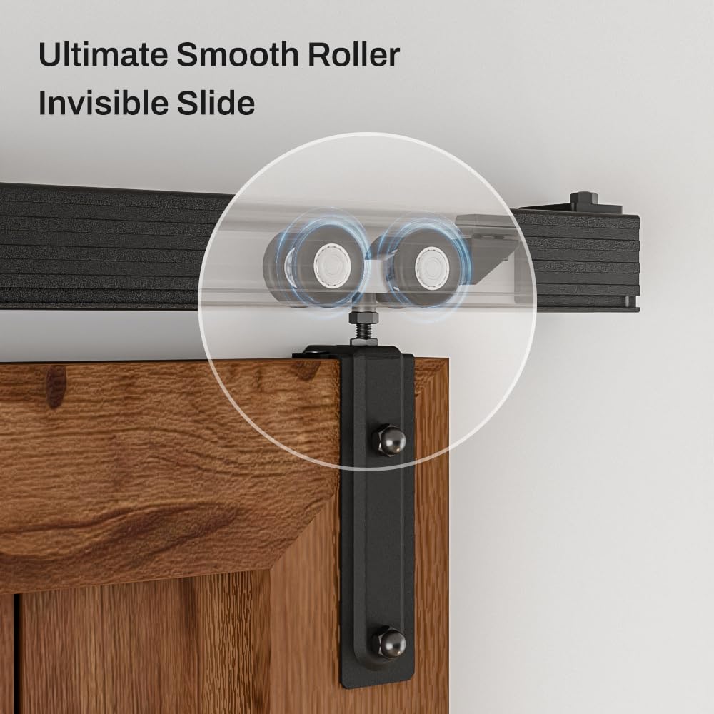 AONAYIOA 72"/6FT Box Rail Hardware Heavy Duty Sliding Barn Door Track, Aluminium Alloy Wall Mount Kit for Single Door, Smoothly and Quietly Easy to Install (No Door)
