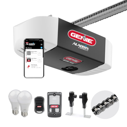 Genie Smart Garage Door Opener with WiFi - Chain Drive with LED Lighting - Works with Alexa, Google Assistant, SmartThings - Includes Remote, Sensors - Model Chain Glide Connect - Black