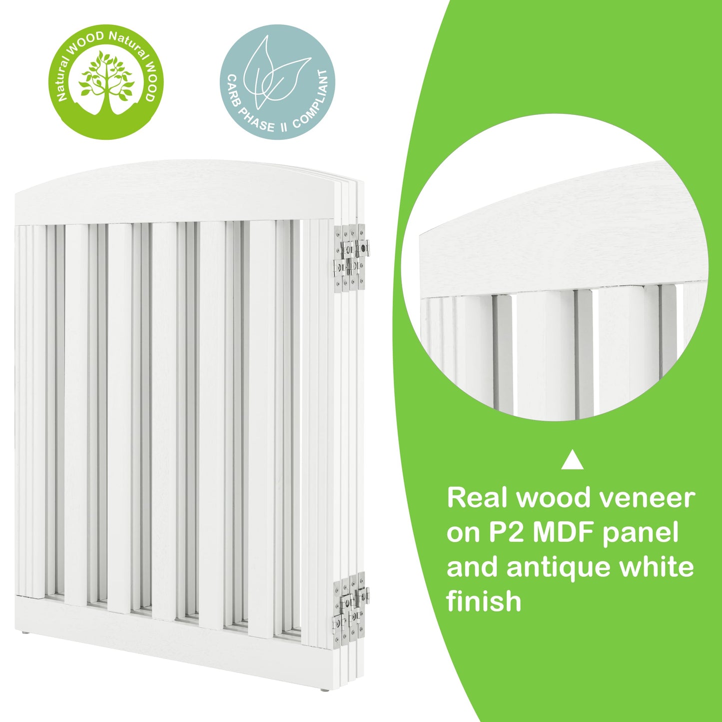 SPIRICH 96" Extra Wide 28" Tall Wooden Freestanding Foldable Dog Gate, Pet Gate Indoor, 4 Panels, White