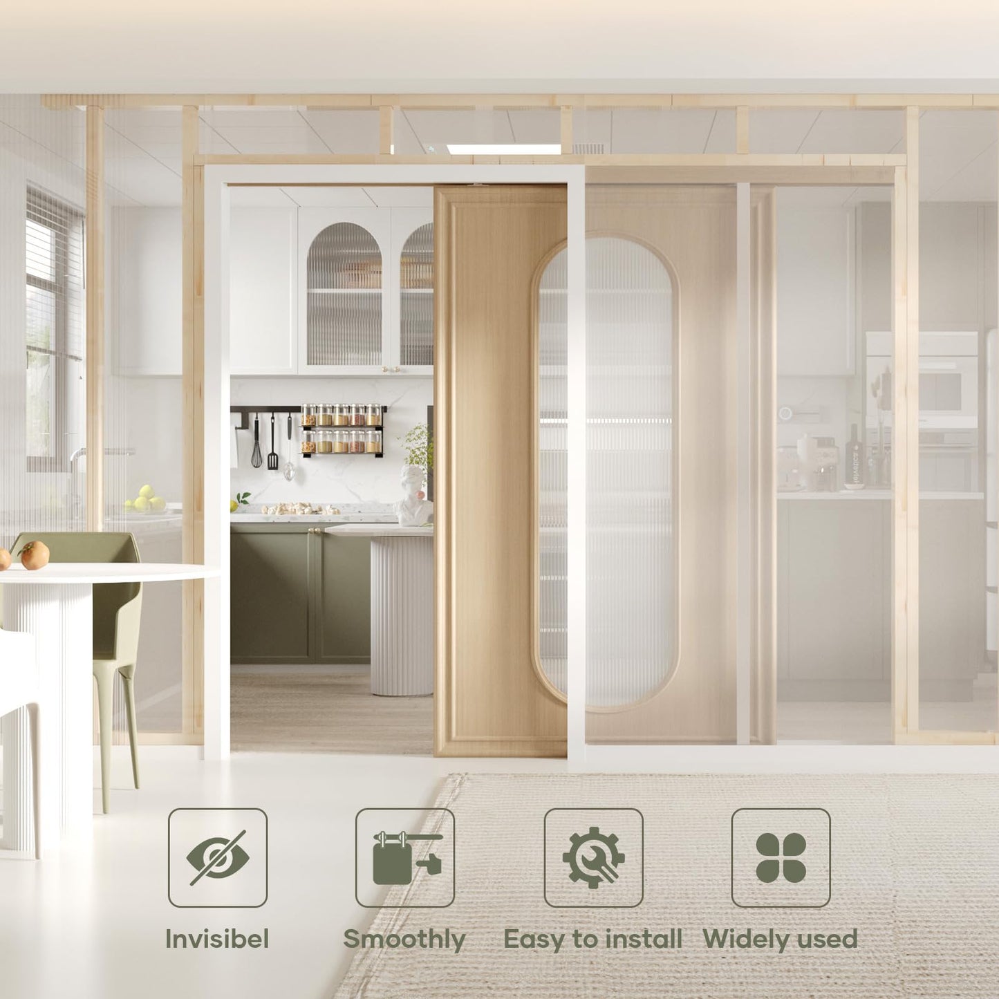 EaseLife 48x80in Pocket Door Frame Kit with Two-Way Soft Close Mechanism for 2X4 Studs Wall,Sliding Hardware for 24"-48" Wide Door,Aluminum,Slide Smoothly Quietly,Easy Install,No Door (48in x 80in)