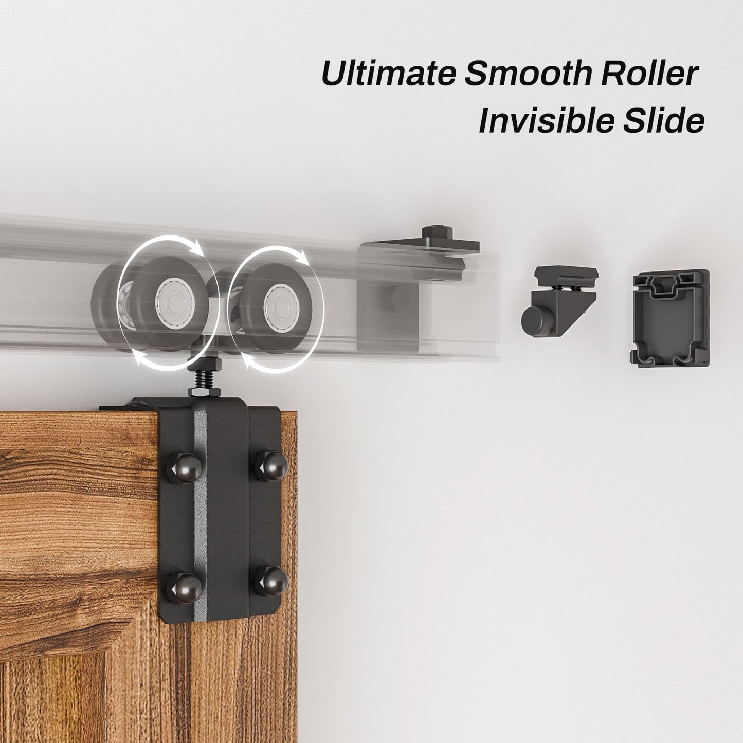 BONIKLUBA 8FT Box Rail Sliding Barn Door Hardware,Wall Mount Track Kit,Heavy Duty,Easy to Install(No Door)