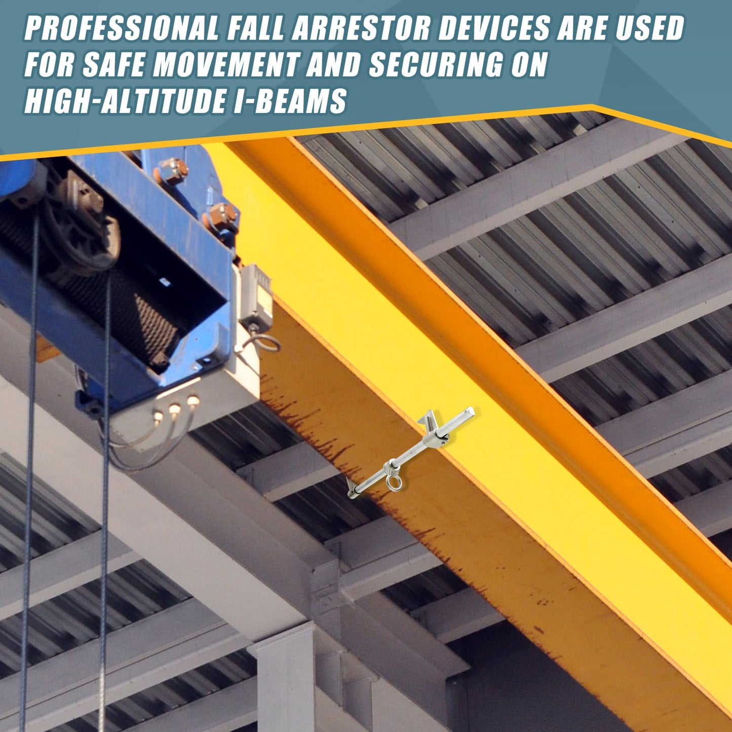 Zonon Steel-aluminum Sliding Horizontal Beam Anchor, Fall Protection Adjustable Beam Anchor Suitable for 2.9 to 18.9 Inch I-beams or H-beams with a Thickness up to 1.18 Inches