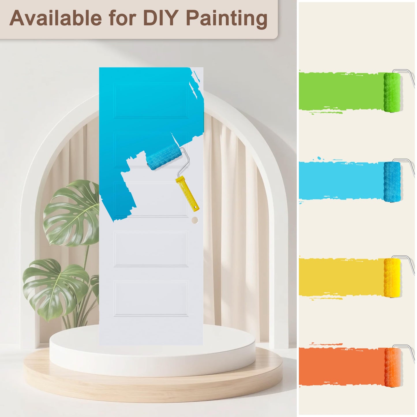 JUBEST 32"x80" Right-Hand Prehung Interior Door with Knock Down Jamb Kit & Matte Black Hinges, 5-Panel White Primed Hollow Core Molded Door Slab with Bore & Hinge Cutout, Durable & Sturdy, No Handle
