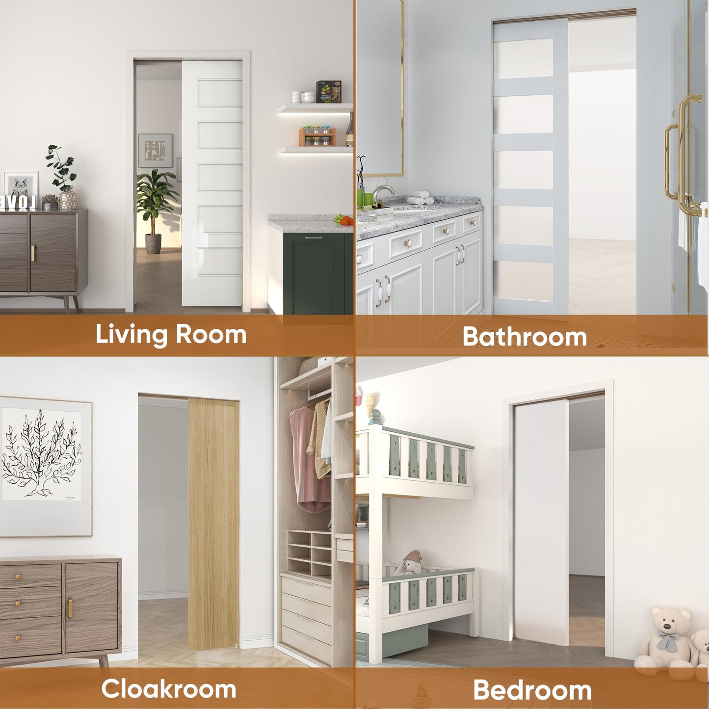 JUBEST 36"x 96" Pocket Door Frame Kit with 120LBS Soft Close Mechanism and Galvanized Steel Studs, Pocket Door Kit for 2x4 Stud Wall, Suitable for Doors Wide 24"-36", Easy to Install