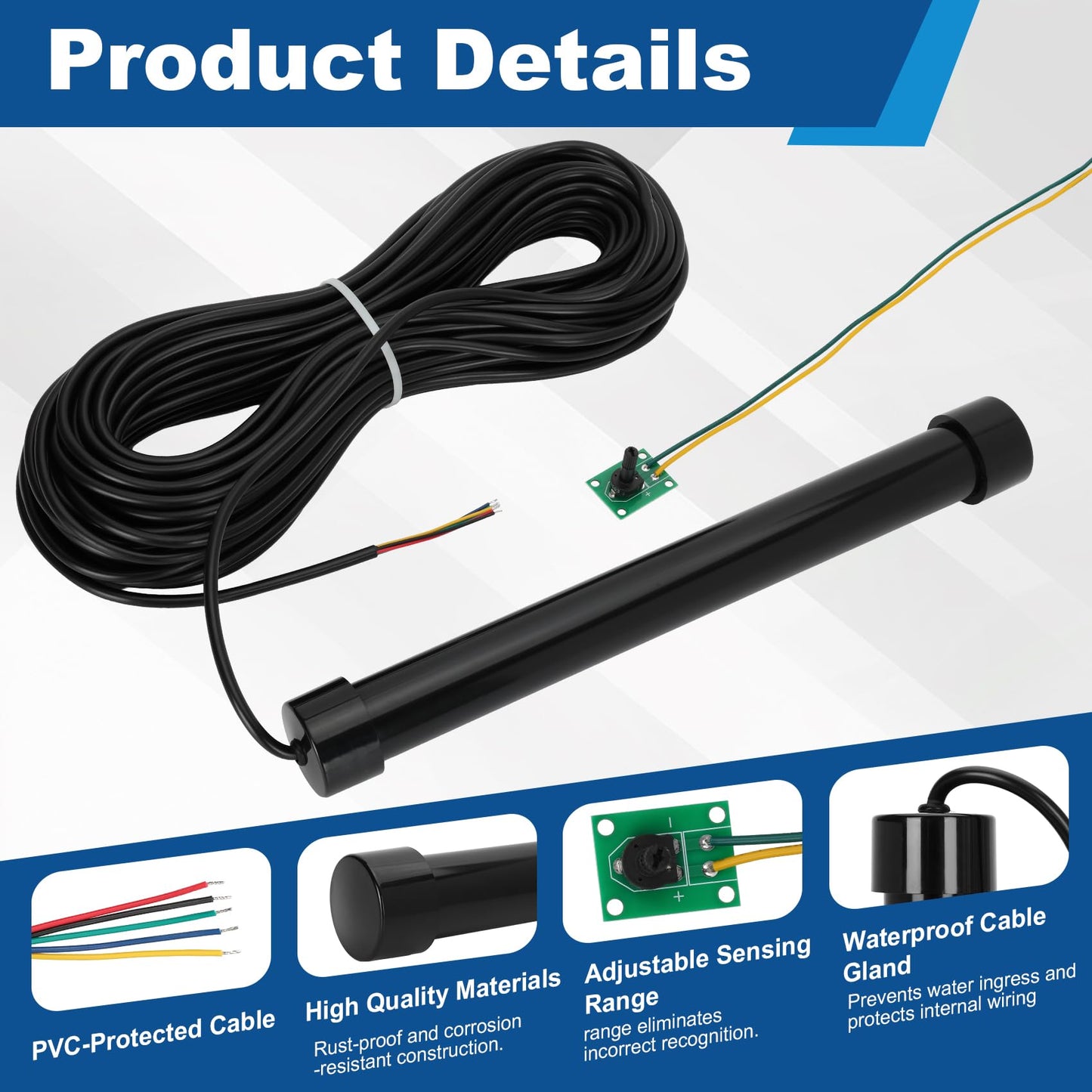 Vehicle Exit Sensor for Automatic Gate Opener with 100 ft Cable, Compatible with Mighty Mule, Ghost Controls, LiftMaster Vehicle Door Opening Systems