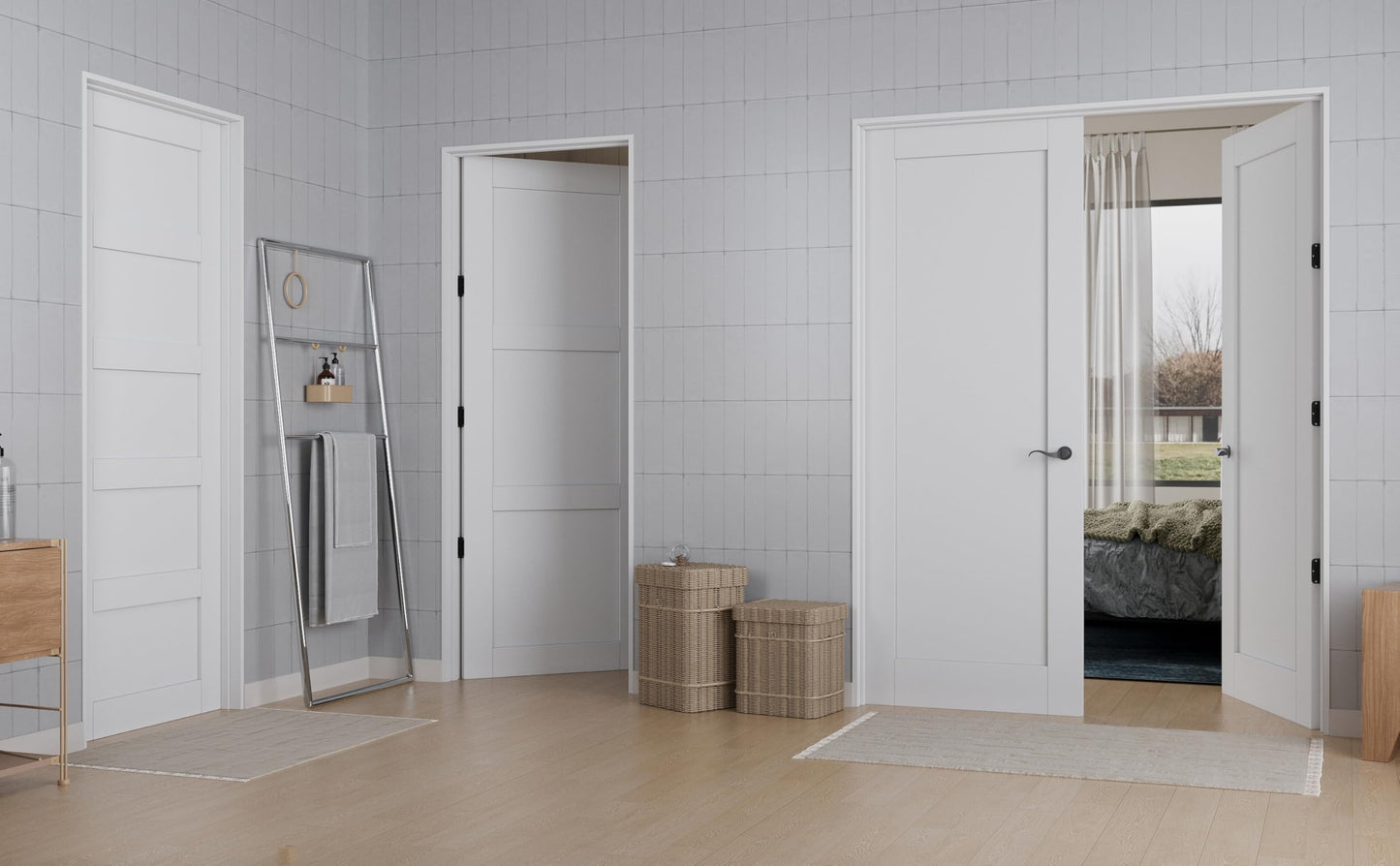 Slab Door Interior, Solid Core Pre-Built Wood Doors 30"x80", 1-Panel White Bedroom Door Shaker, Pantry, Bathroom, Laundry Swing Door w/o Frame, Pre-Finished & Paintable with CARB P2