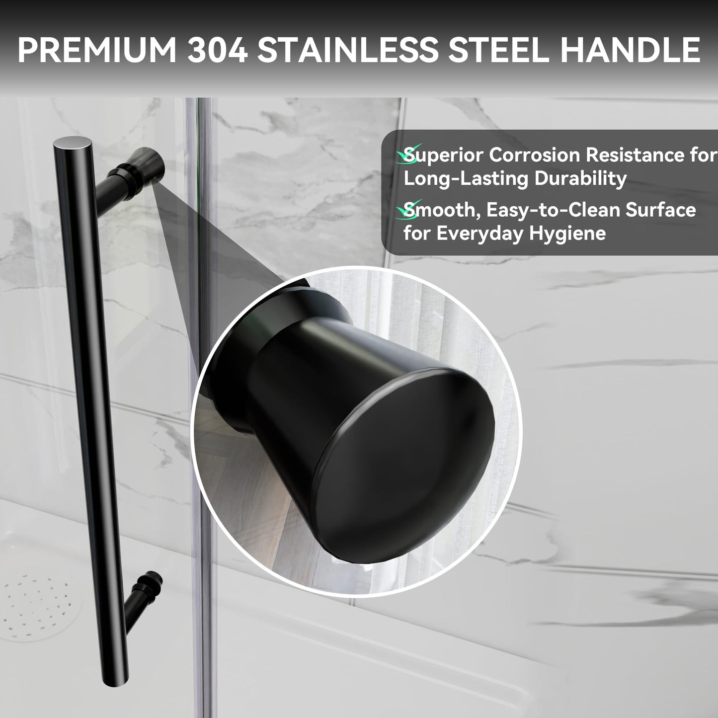 44-48" W x 32" D x 72" H Frameless Shower Enclosure, Sliding Corner Shower Door with 5/16" (8mm) SGCC Certified Clear Tempered Glass, Stainless Handle, Matte Black Finish (Shower Base Not Included)