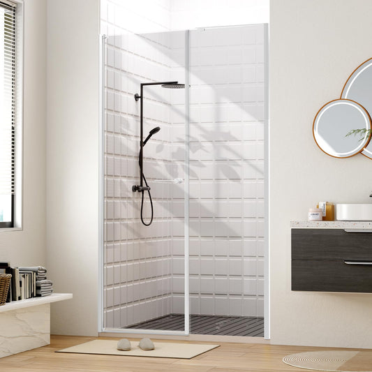 Bathbliss 46-48" W×72" H Shower Door Pivot, 1/4"(6mm) Thick Clear Tempered Glass with SGCC & ANSI, Reversible Installation Glass Shower Door, Chrome