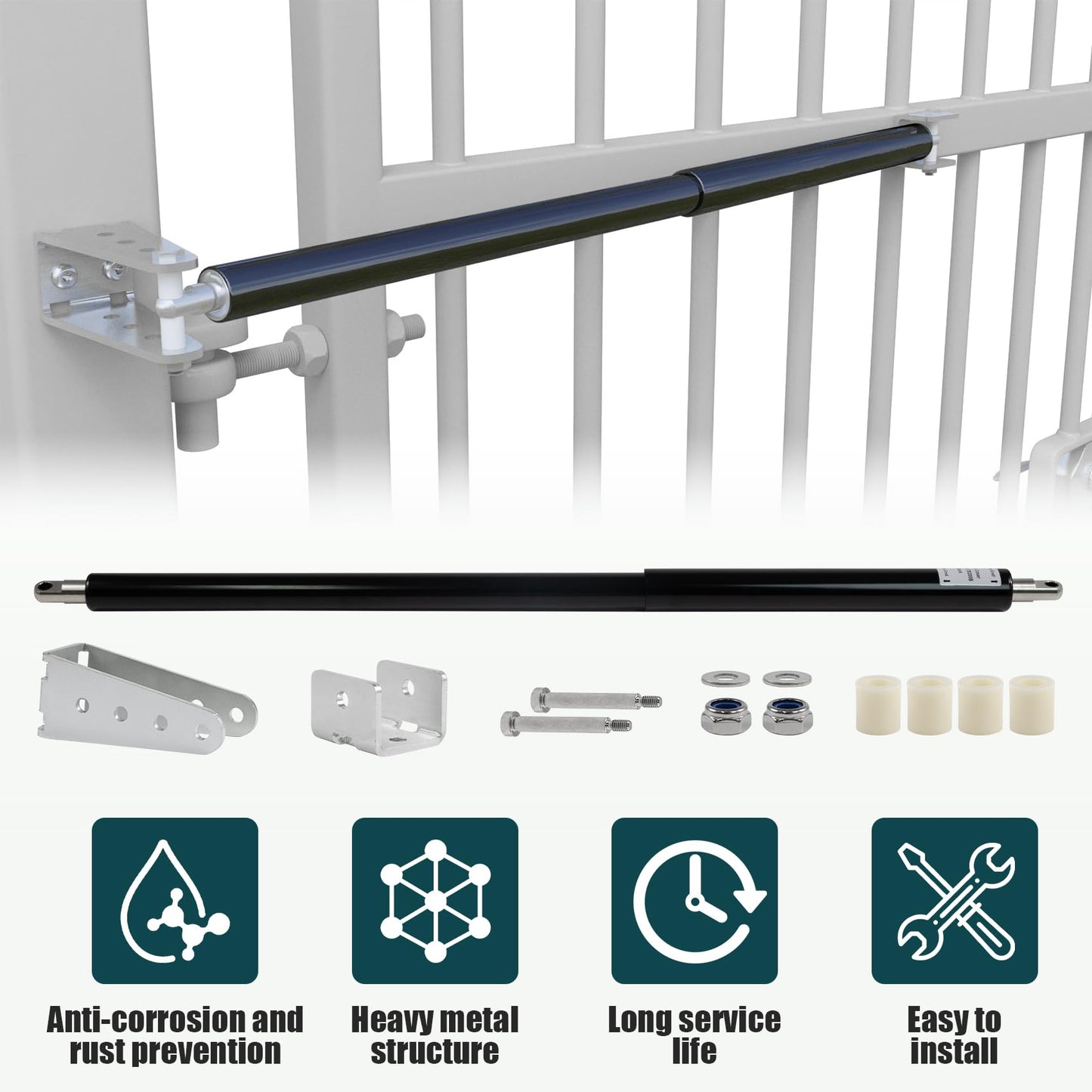 TB600 Outdoor Heavy Duty Gate Closer,High Grade Hydraulic Gate Closer for 150 to 250 Pounds in Weight,48 to 78 Inches in Width Suitable for Home Yard, Fences,Farms,Open Stadiums(Black)