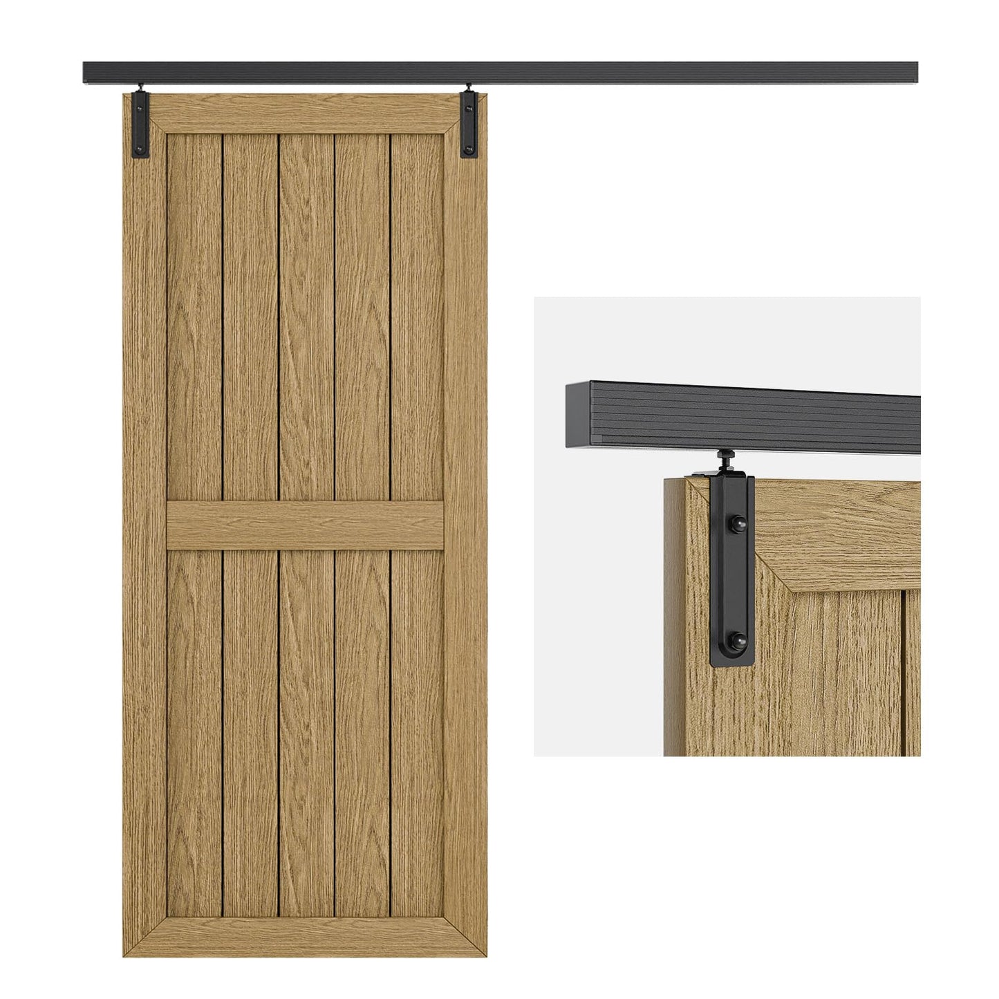 BONIKLUBA 6FT Ceiling Mount Box Rail Barn Door Hardware Kit,Heavy Duty Steel Sliding Barn Door Track,Fit Interior and Exterior Door,Easy Install(No Door)
