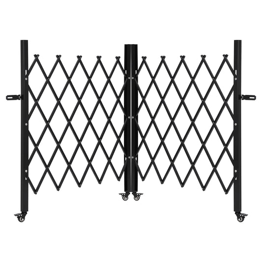 Double Expandable Gate, 41" H x 205" W Folding Security Gate, Folding Door Gate, Steel Accordion Security Gate, Flexible Garage Door gate, 360° Rolling Barricade Gate, Scissor Gate with Padlock