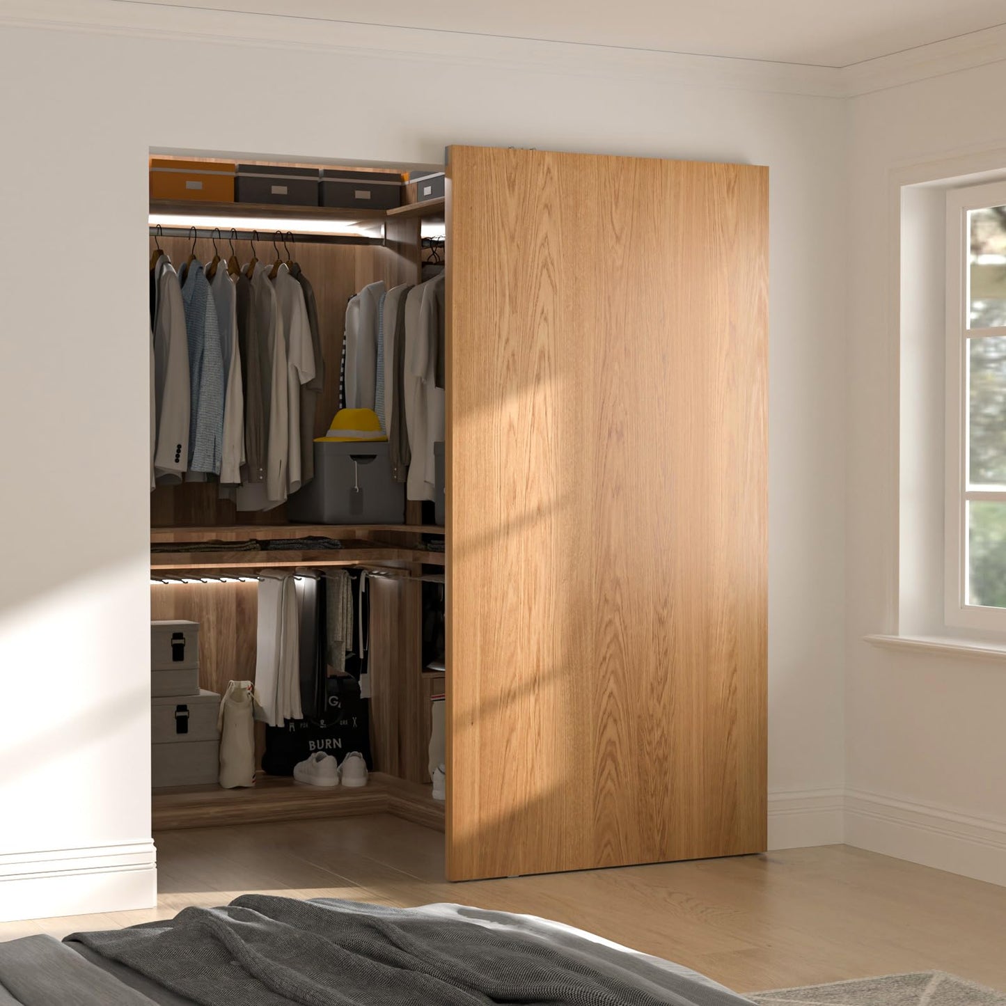AONAYIOA 48" Concealed Sliding Barn Door Hardware with Soft Close Mechanism,Aluminum Hidden Barn Door Hardware Kit,Wall Mount no Floor Track Fits Opening Width 25"-40"(Door not Included)