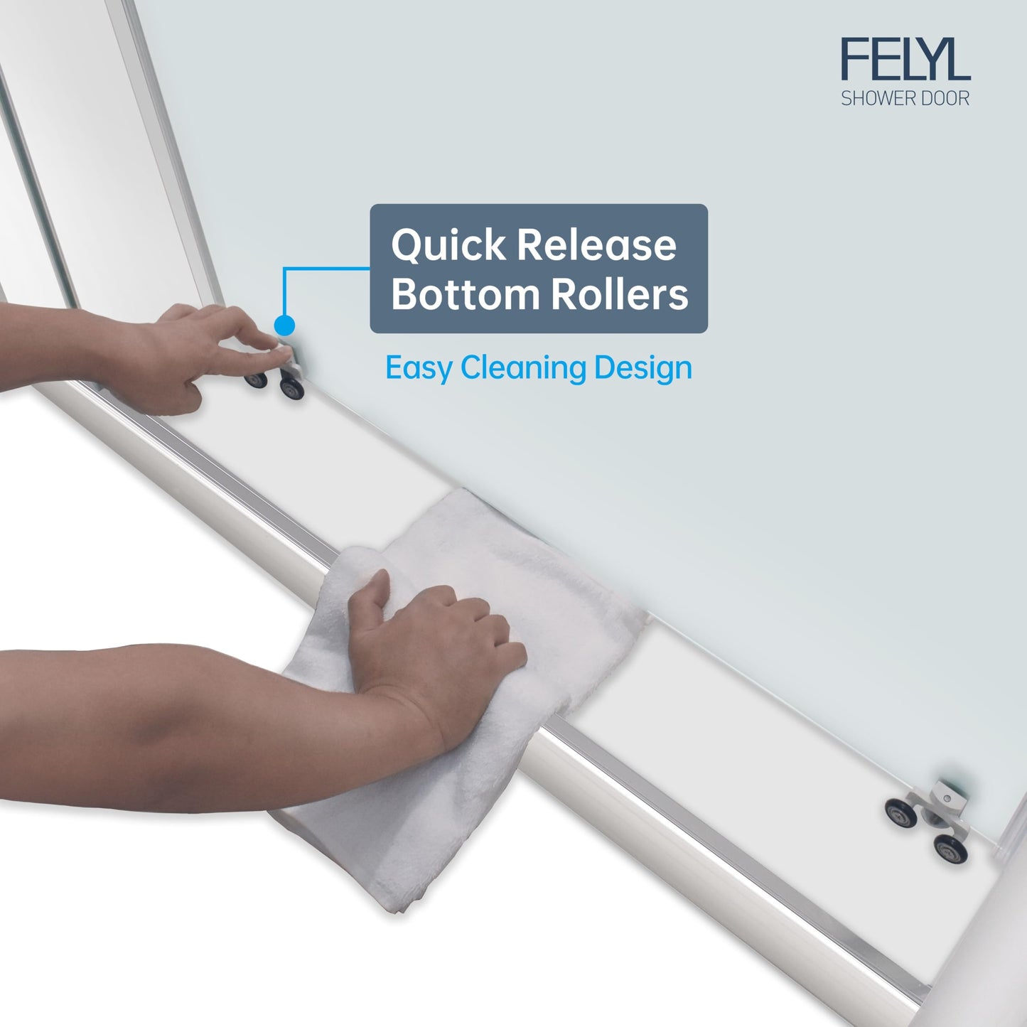 FELYL Frosted Sliding Shower Door 49-54" W x 72" H, Chrome Finish, Single Sliding Door, Framed, 1/4" (6mm) SGCC Tempered Glass, Reversible Installation