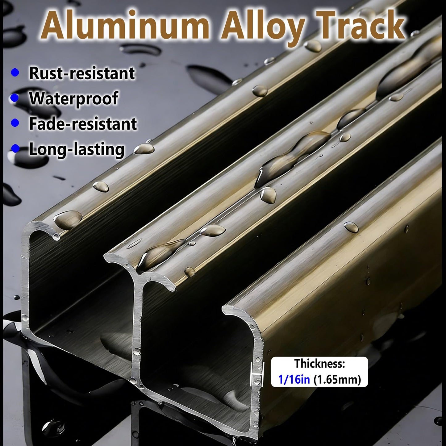 Aluminum Alloy Sliding Door Track Kit, 3/4/4.5/5/5.5/6/10/12 Ft Heavy-Duty Double Rail Hardware with Zinc-Nylon Pulleys, Bypass Ghost System(Champagne,6.2ft/189cm)