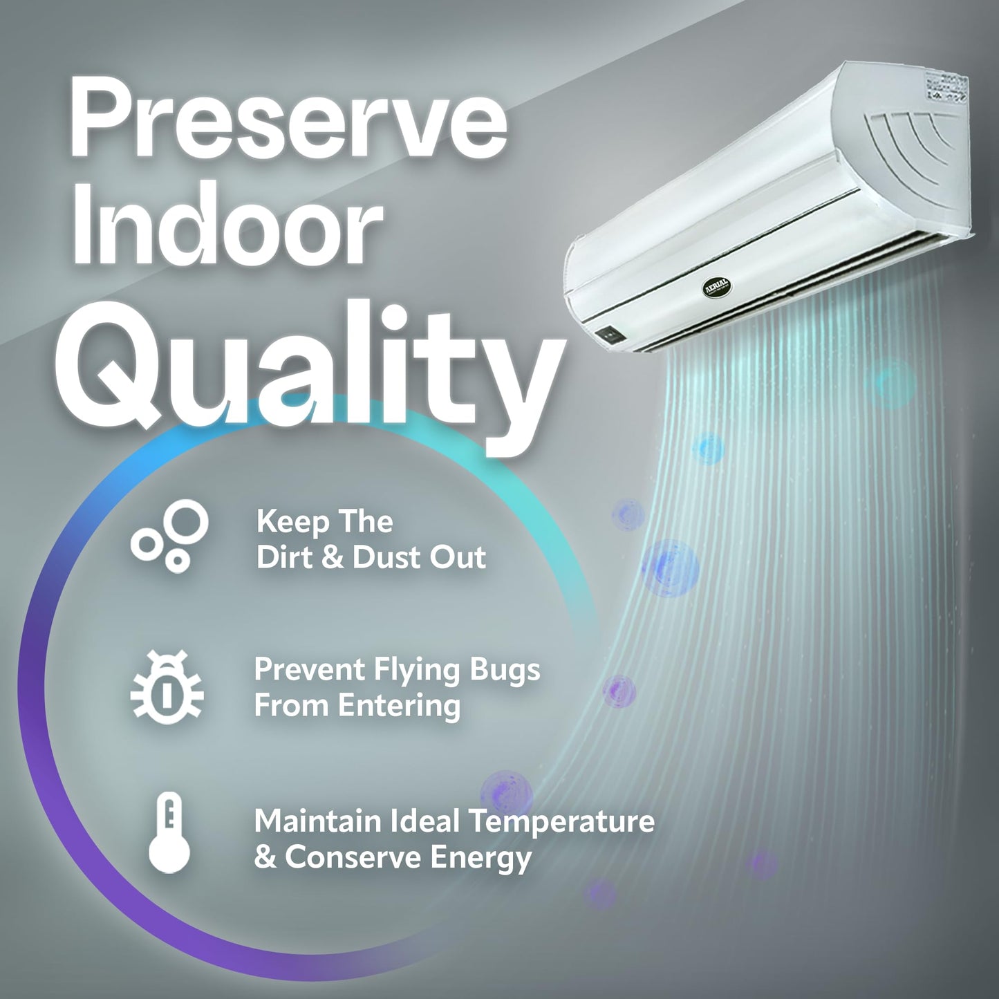 DuraSteel Wall Mounted Air Curtains for Doors Commercial - 60 Inch White Fly Fans - Super Power Over Door Fan with MS Switch - Sliding Under Door Fans to Move Air Curtain Blower Keep Flies Bugs Out