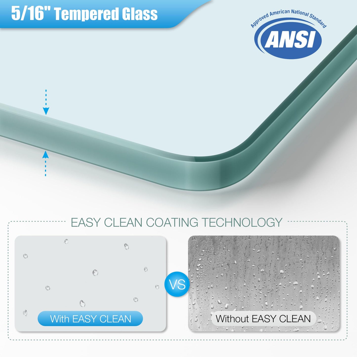 ENSO SENKA 44-48” x 76” Frameless Shower Door, 5/16" (8mm) Clear SGCC Tempered Glass, Bathroom Glass Sliding Shower Doors, Matte Black