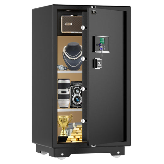 【US STOCK】TIGERKING 7.2 Cubic Feet Extra Large Heavy Duty Safe Box, Home Safe with Double Safety Key Lock and Separate Lock Box, Digital safe with 2 Removable Shelf for Home Hotel Office,132lbs
