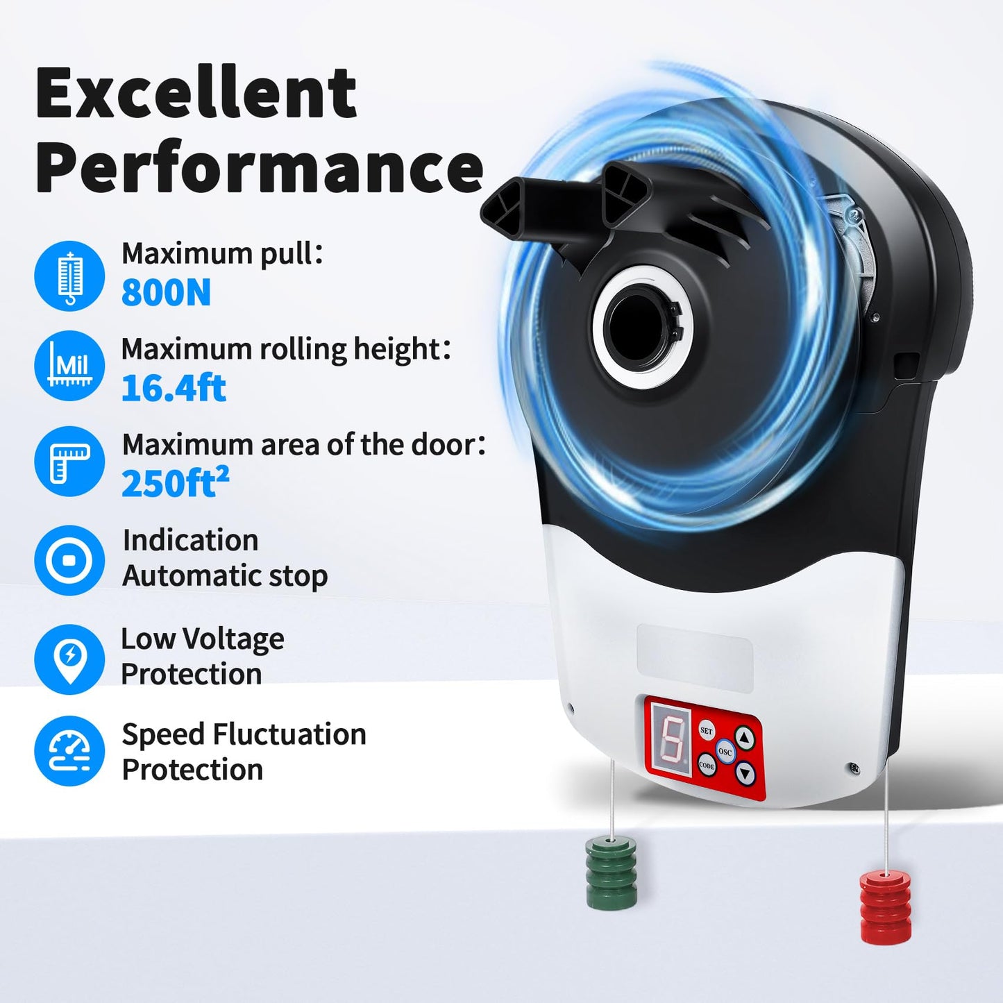 Roll Up Garage Door Opener with Remote,110V 50dB Automatic Rolling Door Opener,800N Side Mount Electric Motor for Garage,Warehouse,Barn,Shop - Easy Installation & Quiet Operation