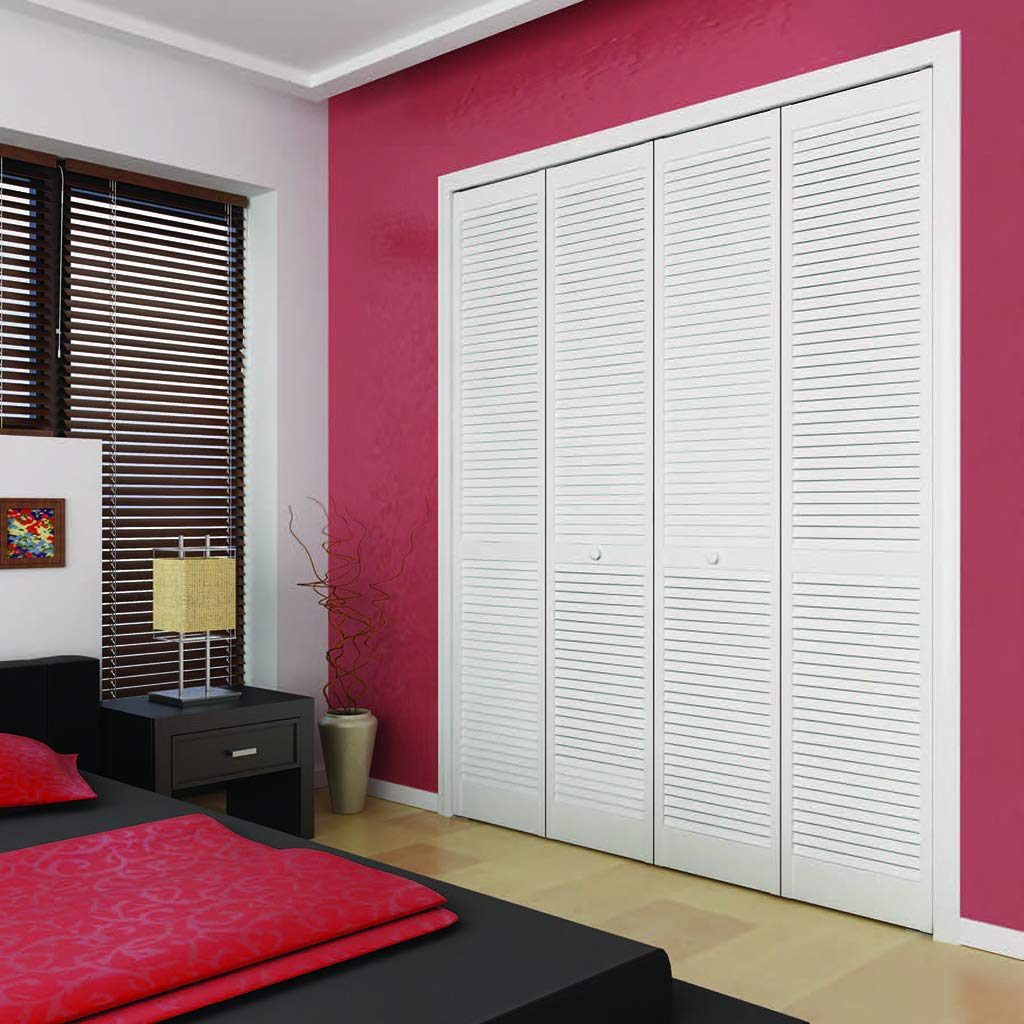 Kimberly Bay Closet Door, Bi-fold, Traditional Louver-Louver White (80x30)