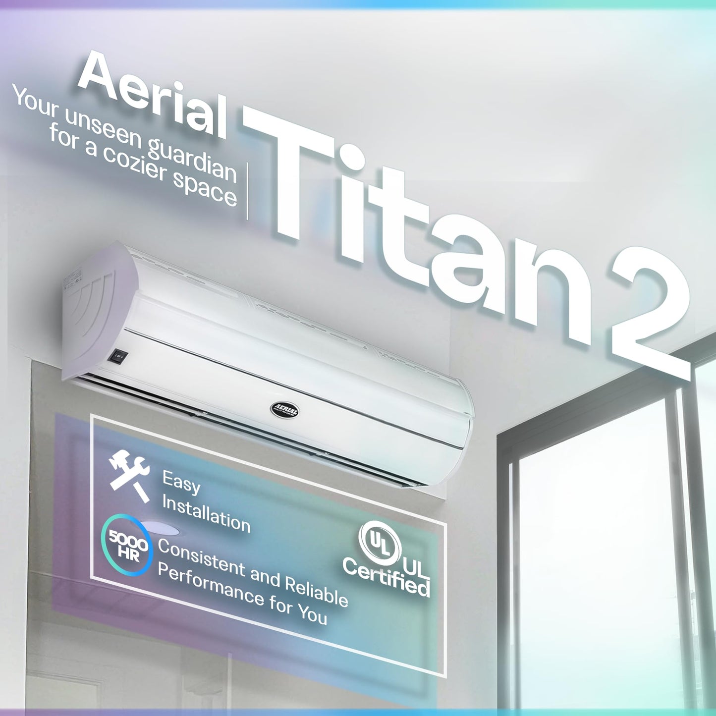 DuraSteel Wall Mounted Air Curtains for Doors Commercial - 60 Inch White Fly Fans - Super Power Over Door Fan with MS Switch - Sliding Under Door Fans to Move Air Curtain Blower Keep Flies Bugs Out