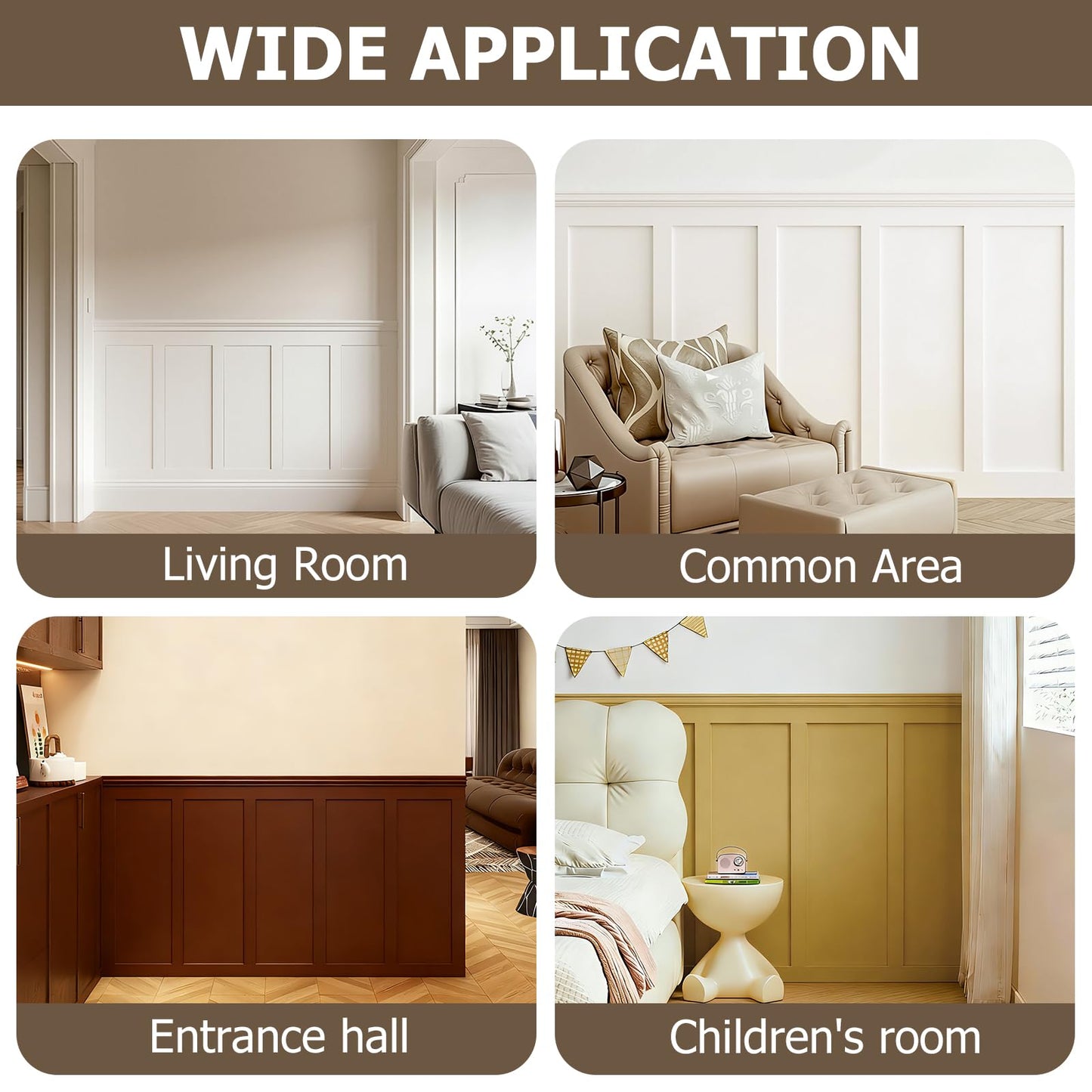 SAFERRYHOME Board and Batten Wall Panel Kit,Paintable Wainscoting Panels Easy Install for Bedroom Living Room Hallway, Covers 94" x 54" Molding Trim Slat with Edge Strip, Paintable White