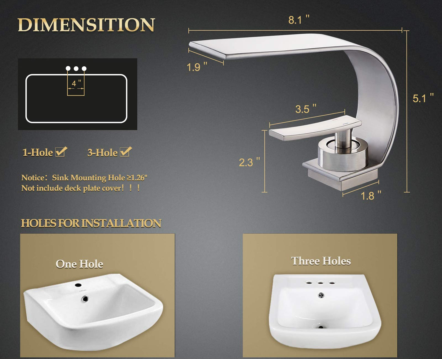 becola Modern Bathroom Faucet, Low Arc Brass Ceramic Valve Vanity Single Hole Bathroom Sink Faucet, Touch On Single Handle Hot and Cold Water Mixer Tap - Brushed Nickel