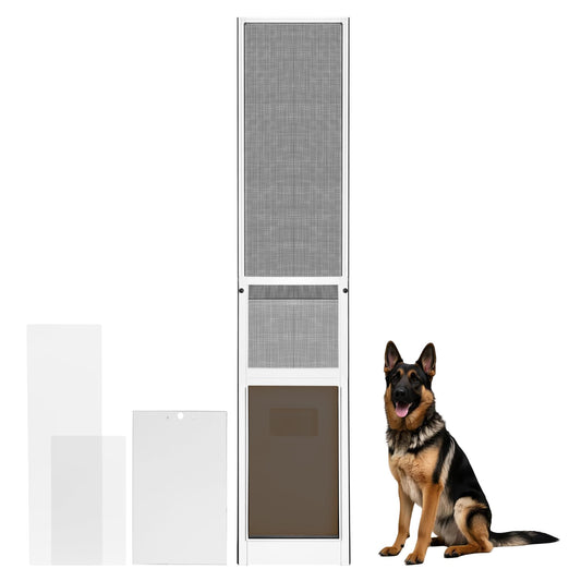 FAMIGRO XL Dog Door for Sliding Glass Door, Extra Large Patio Doggy Door Insert for Sliding Door, Height Adjustable from 44" to 84", Flap Width: 14 inch