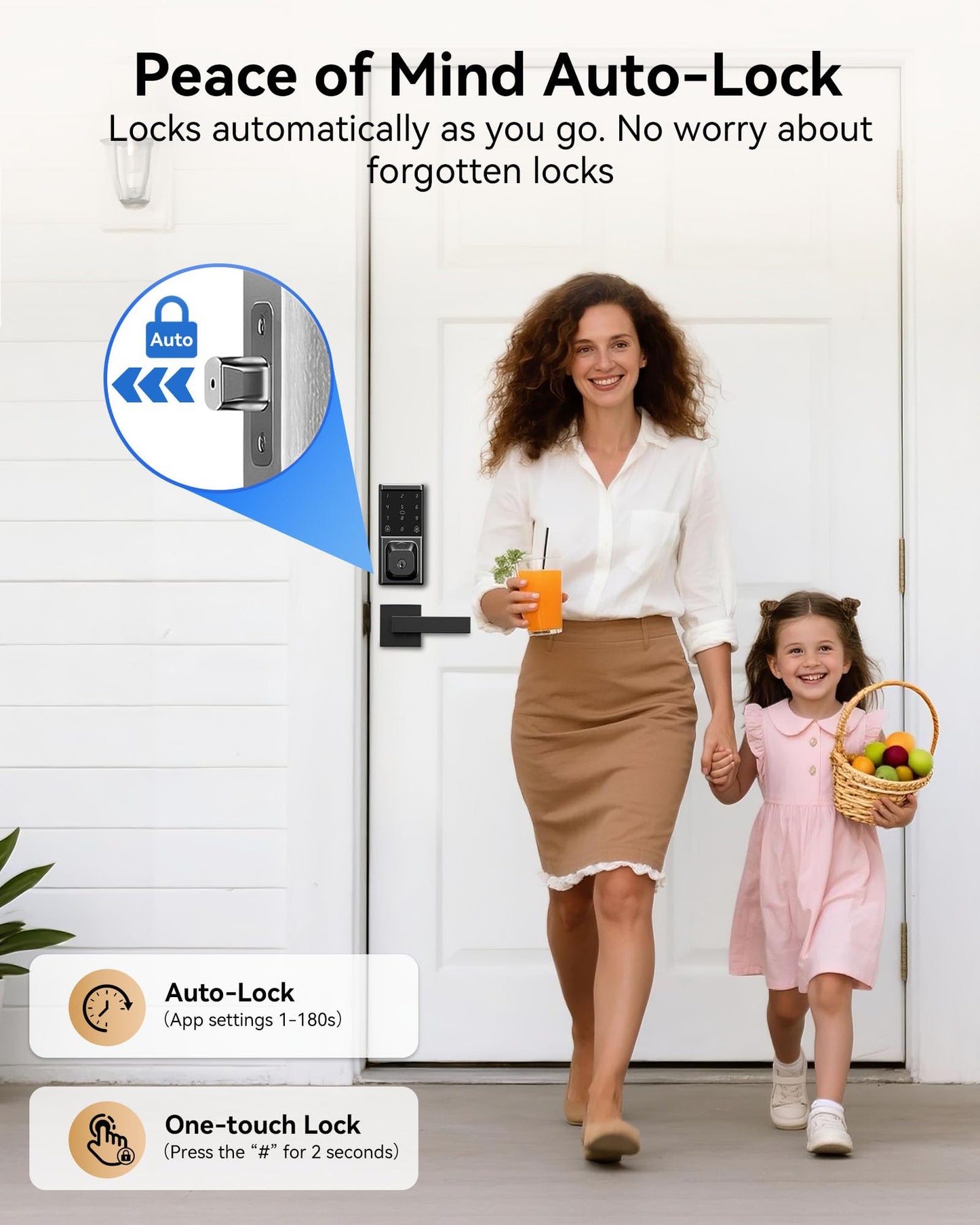 IBLOG Smart Deadbolt Lock with 2 Lever Handles, Keyless Entry Door Lock Set, Fingerprint, Touchscreen Keypad, APP Control, Temporary Passcode, Auto Lock, IP54 Waterproof, Easy Install for Front Door