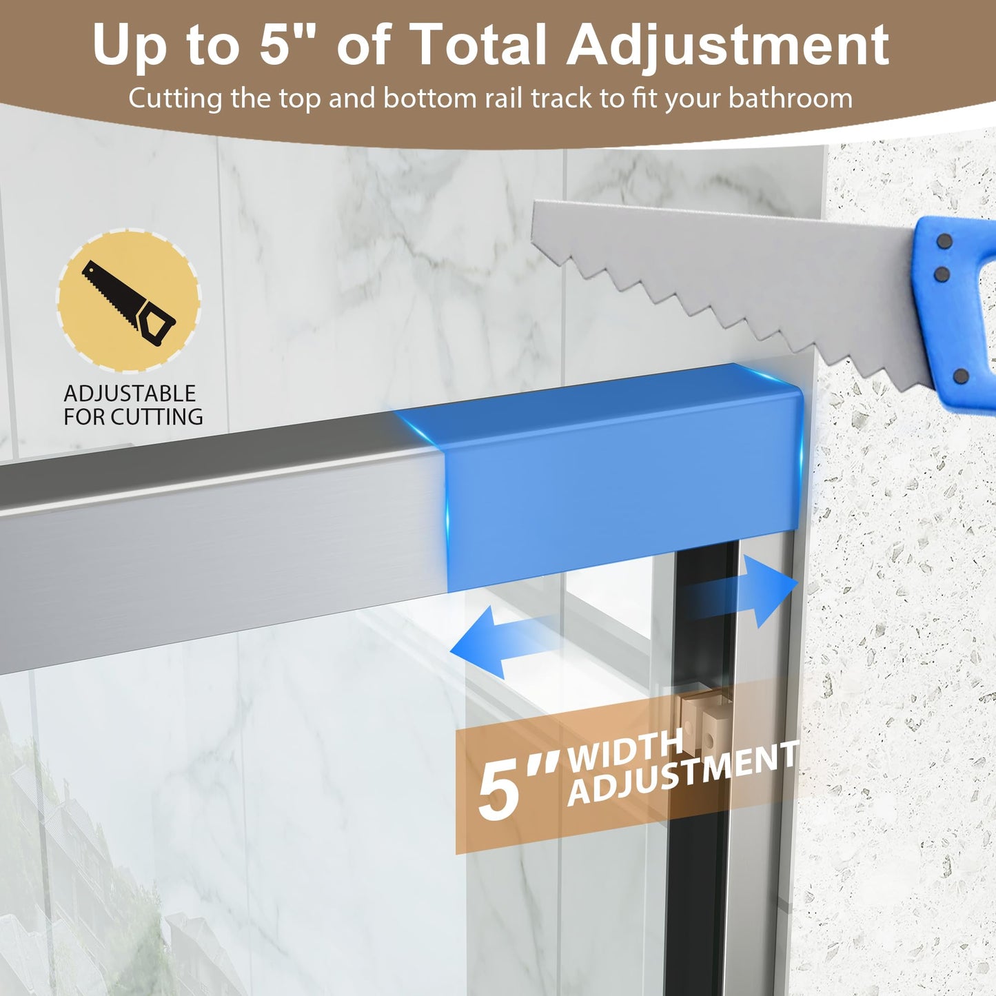 Double Sliding Shower Door 43-48" W x 72" H,Semi-Frameless Glass Shower Door with Nano Explosion-Proof Safety Film, 1/4"(6mm) Tempered Glass,Easy-Clean Bypass Walk-in Shower Door,Brushed Nickel
