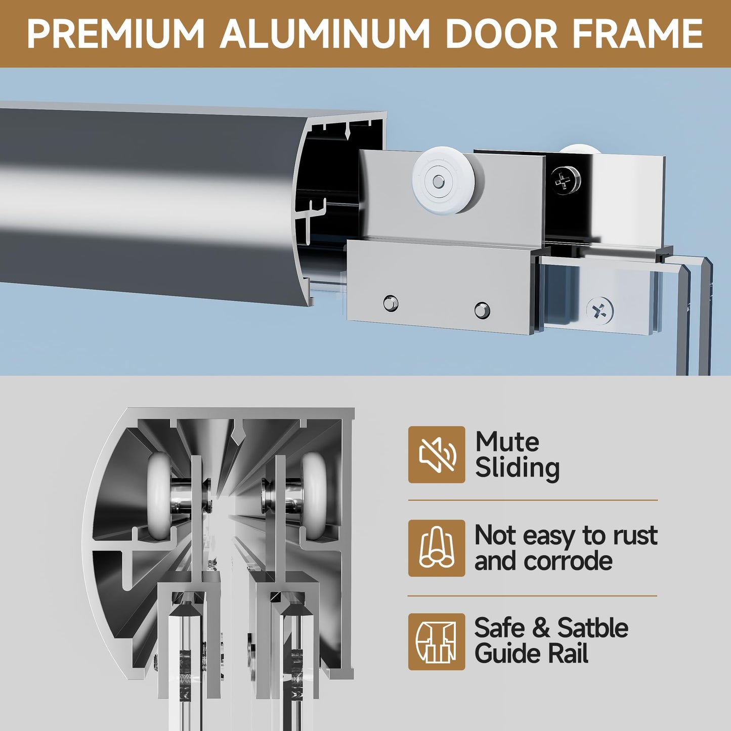 Double Sliding Glass Shower Door, 56–60 in W x 72 in H, Chrome Aluminum Frame, 1/4 in(6mm) High-Strength Tempered Glass Shower Door, for Walk-in Showers