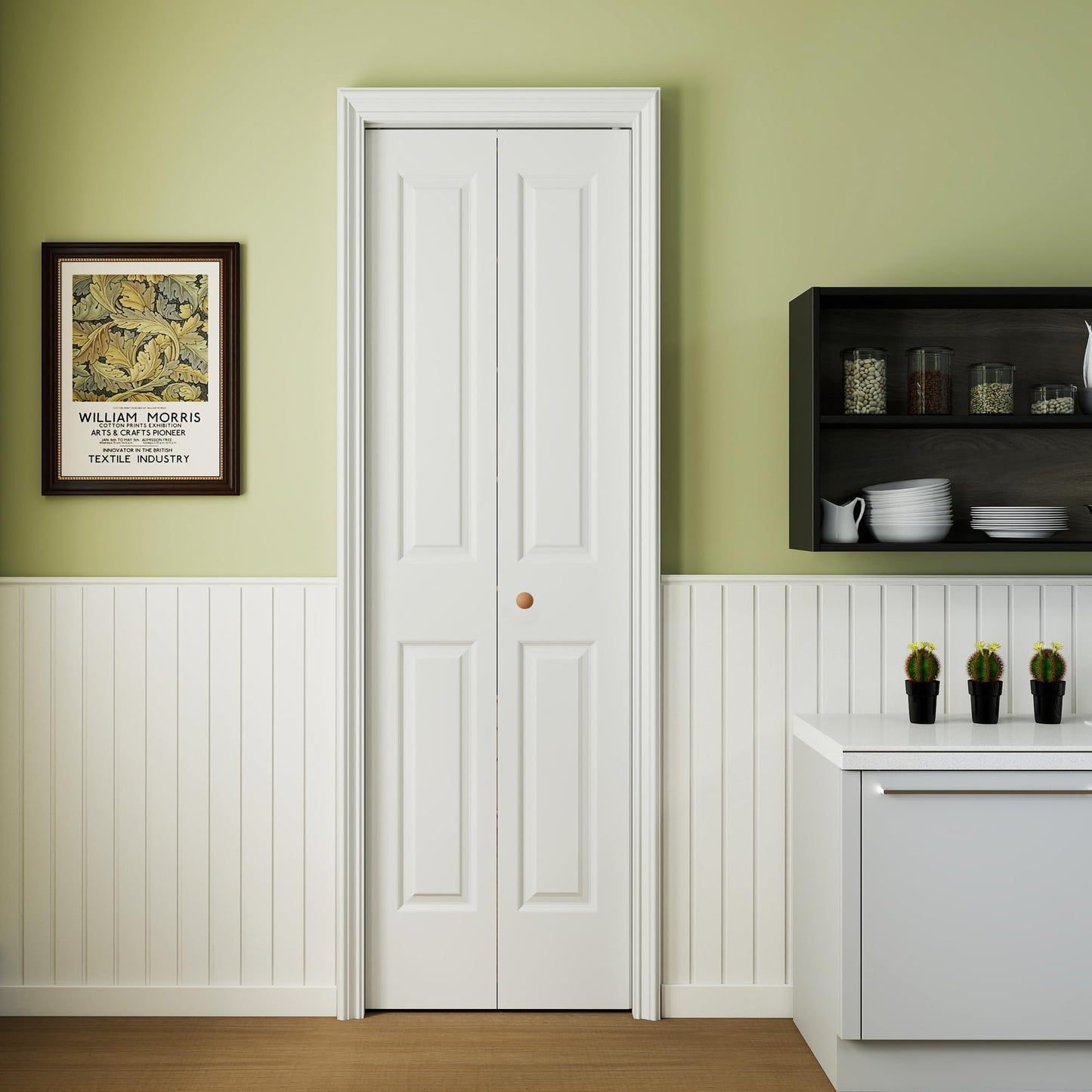 JUBEST 24 in.x 80 in. Bifold Closet Door, 2 Panel White Primed Bifold Door, Hollow Core Interior Folding Doors with Hardware Kit & Handle