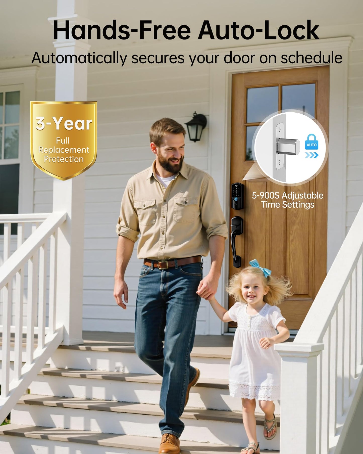 Built-in WiFi Smart Lock with Handle Set - Firstriver Fingerprint Keyless Entry Door Lock for Front Door, App Control, Digital Keypad Deadbolt, Auto Lock, Compatible with Alexa & Google Assistant