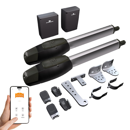 TMT Mastiff 400 Dual Automatic Gate Openers Up to 8ft and 772lb Heavy Duty Swing Gate, Gate Openers with Remote Complete Kit, Electric Gate Opener for Driveway with Powerful Motor (APP Compatible)